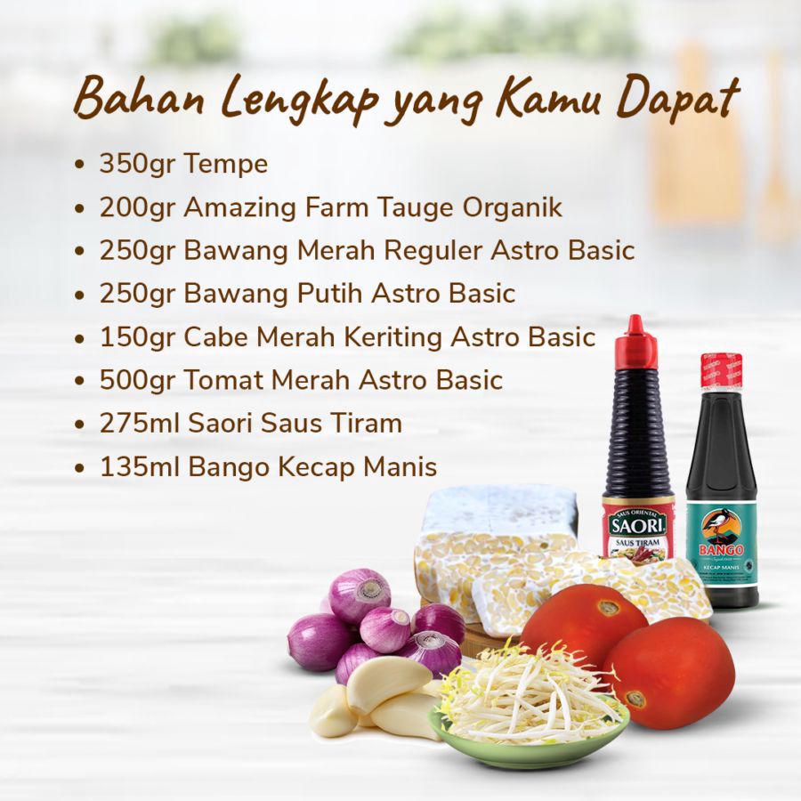 Paket Lengkap Resep: Tumis Tempe Tauge Saus Tiram 1pcs