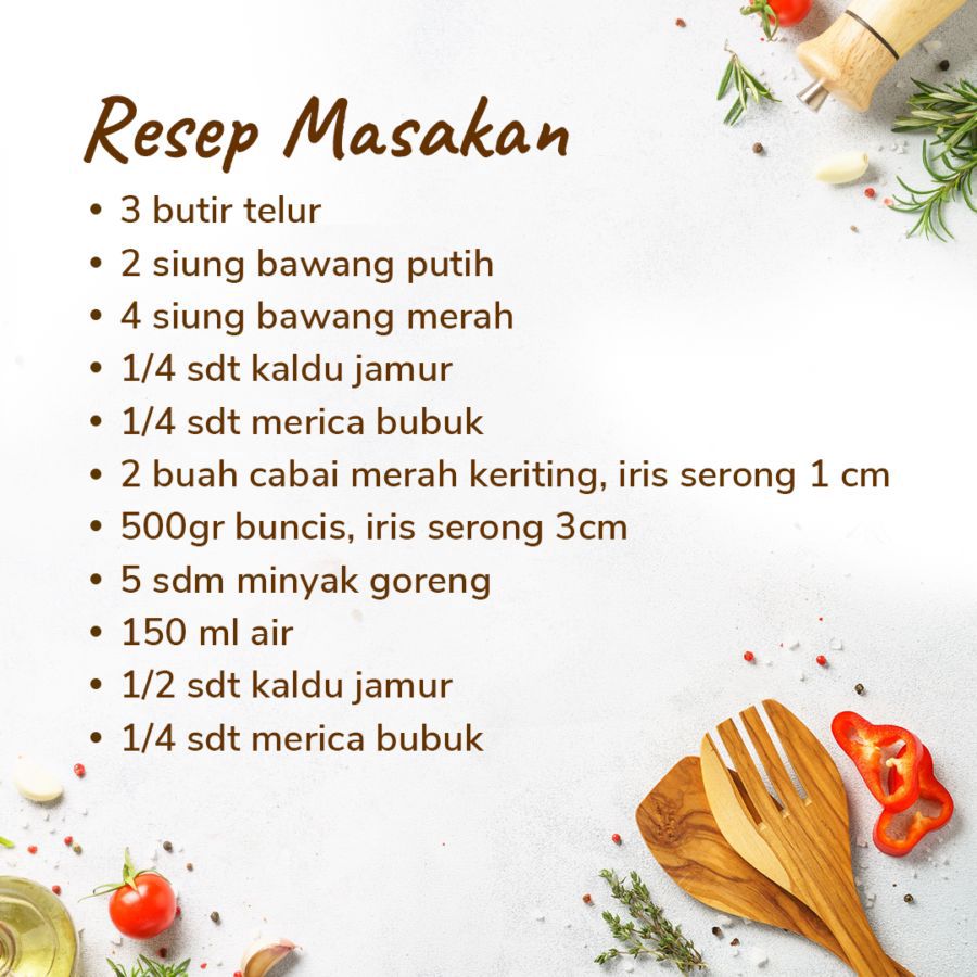 Paket Spesial Bahan: Tumis Buncis Telur 1pcs