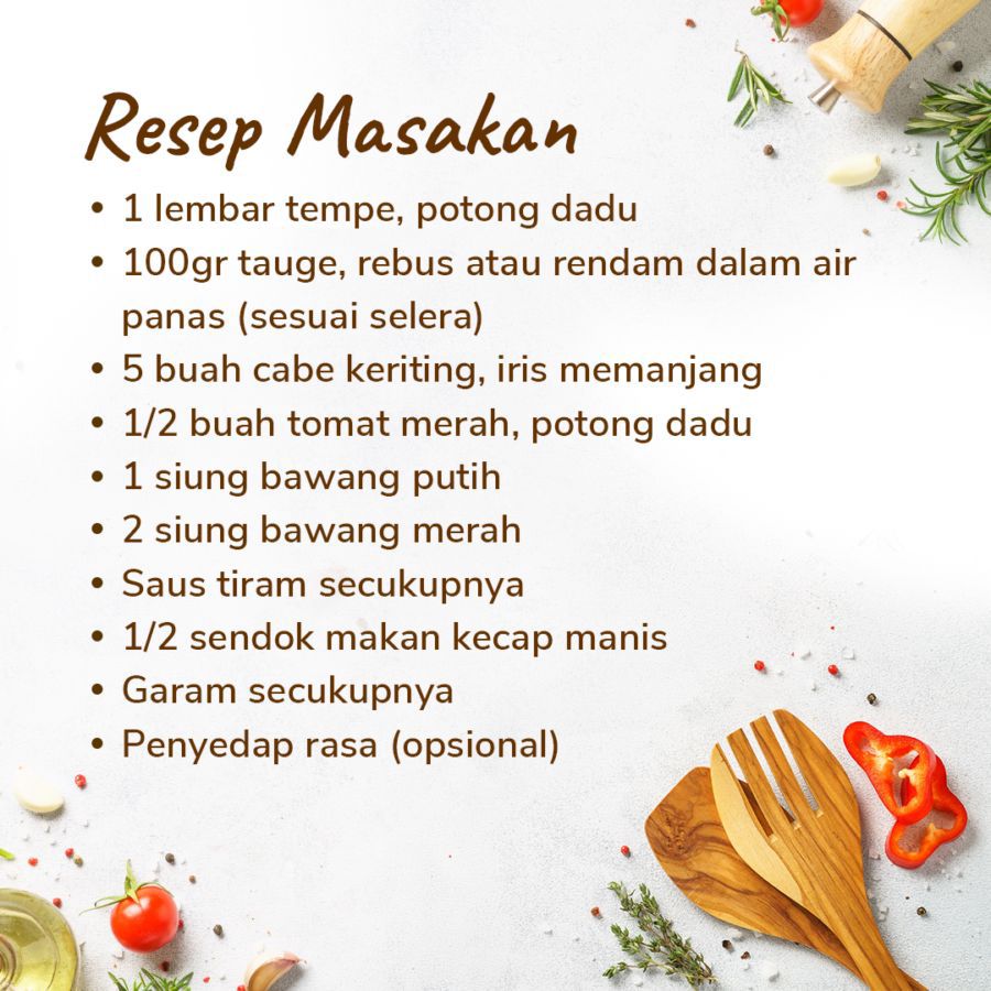 Paket Spesial Bahan: Tumis Tempe Tauge Saus Tiram 1pcs