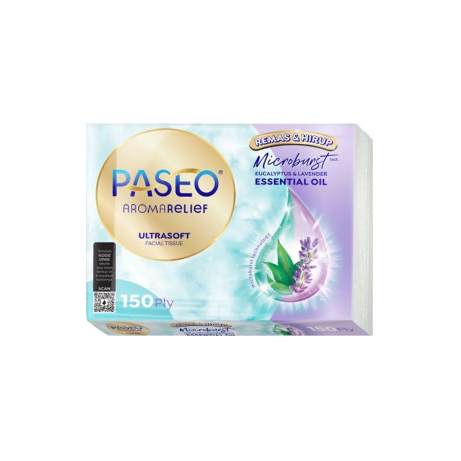 Paseo Aroma Relief Facial Tissue Microburst Eucalyptus & Lavender/Tisu 150sheets