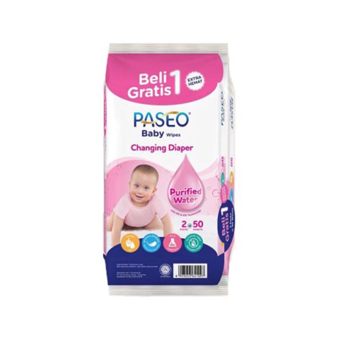 Paseo Baby Wipes w Jojoba Oil 50sheet Bogof/Tissue Basah Bayi