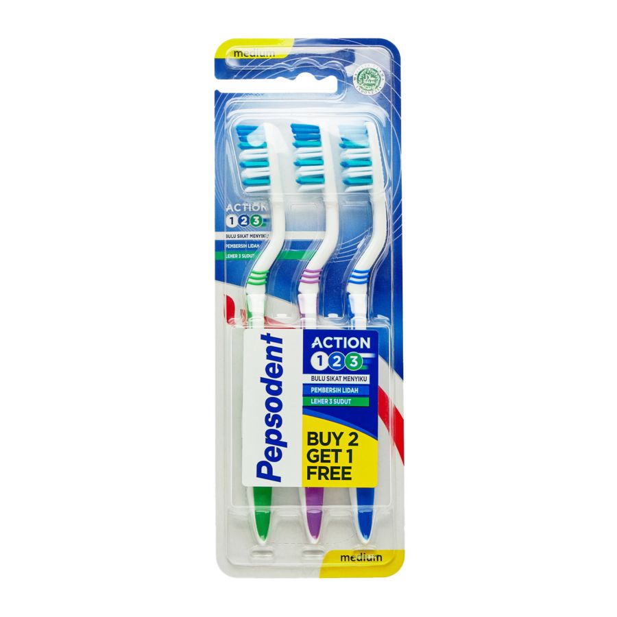 Pepsodent Sikat Gigi Action 123 Medium isi 3pcs 1pack