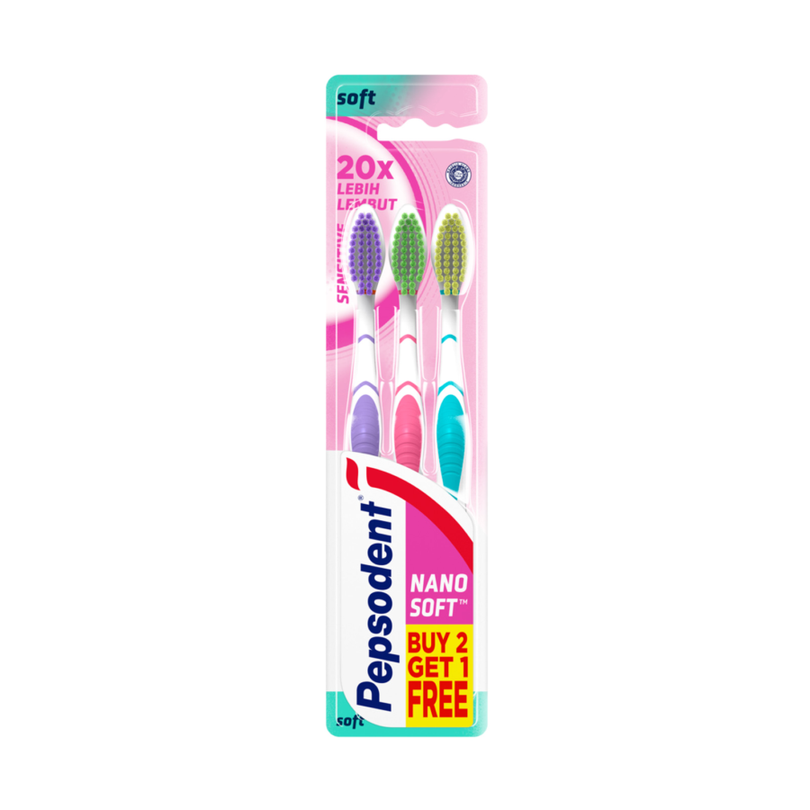 Pepsodent Toothbrush Double Care Sensitive isi 3pcs/Sikat Gigi 1packs