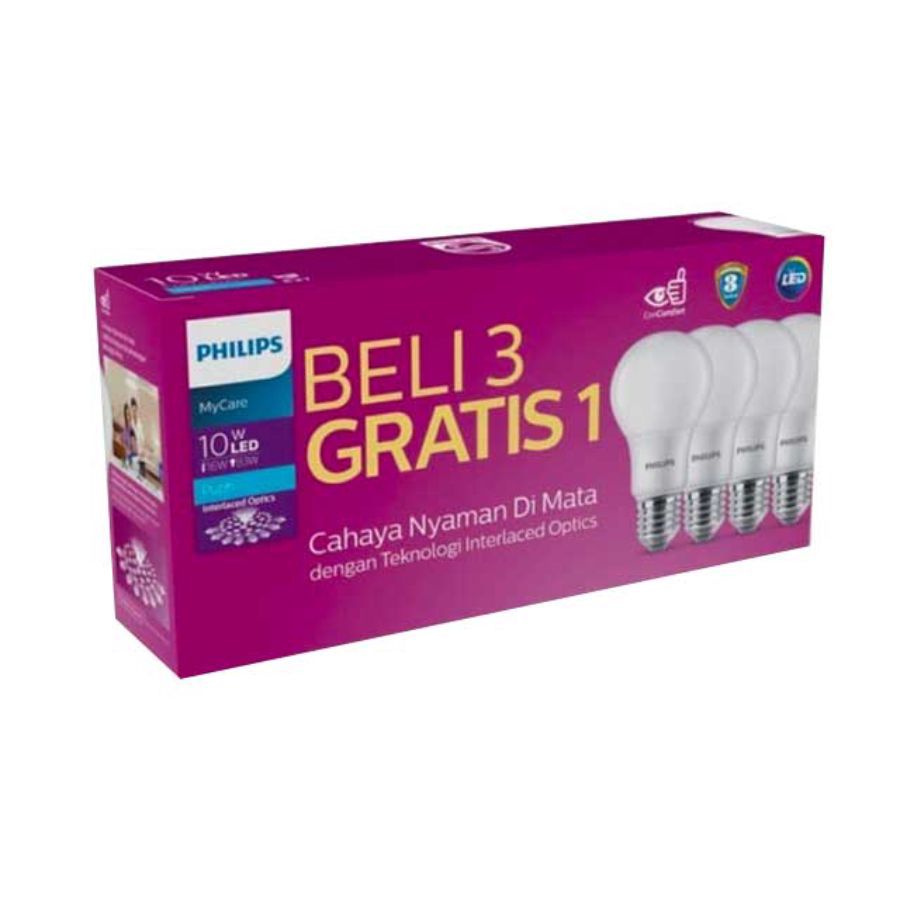 Philips Mycare 10W Cool Daylight Lampu LED Multipack 4pcs