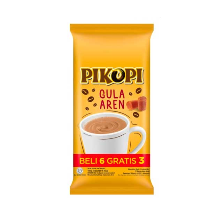 Pikopi Gula Aren 3 In 1 Instant (6 + 3) x 22gr 180gram