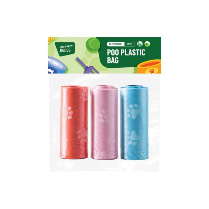 Poo Plastik Bag 3 pcs - Astro Basics/Kantung Kotoran Hewan