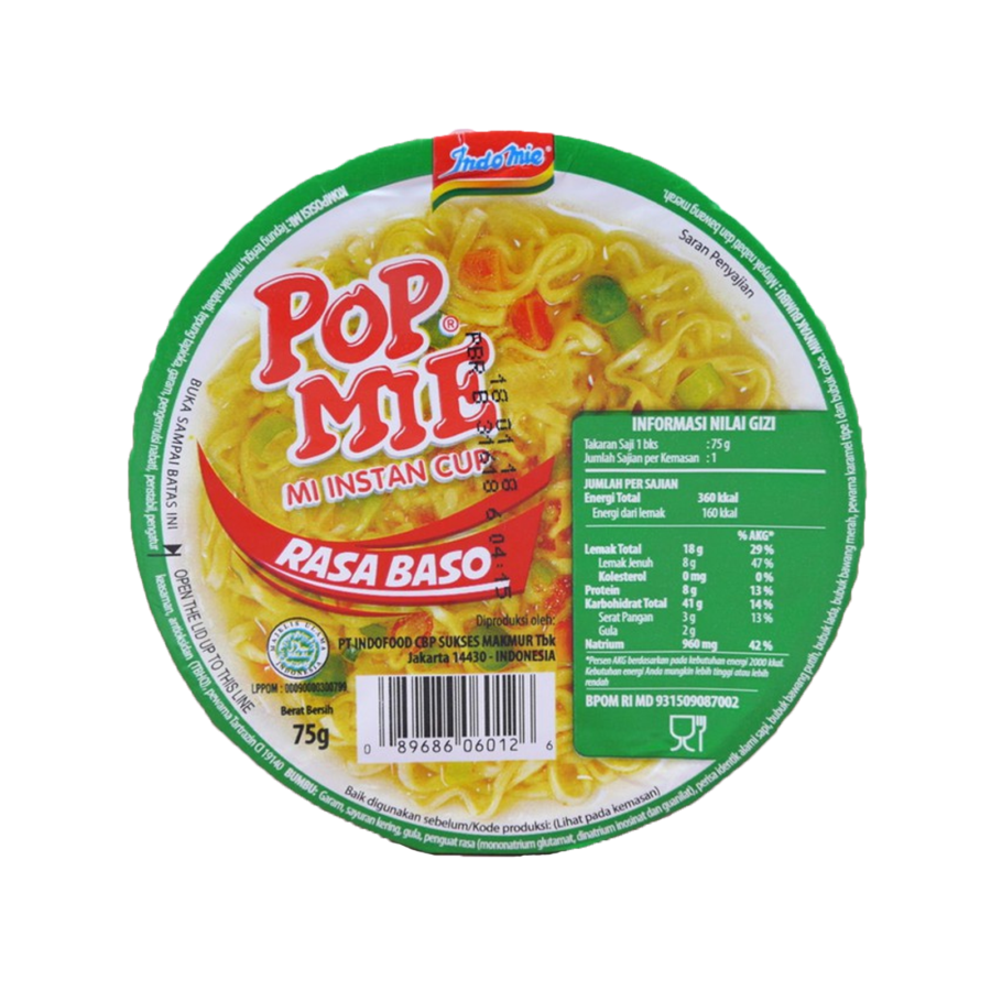 Pop Mie Lapeer Kuah Baso Mie Instan Cup 75gram
