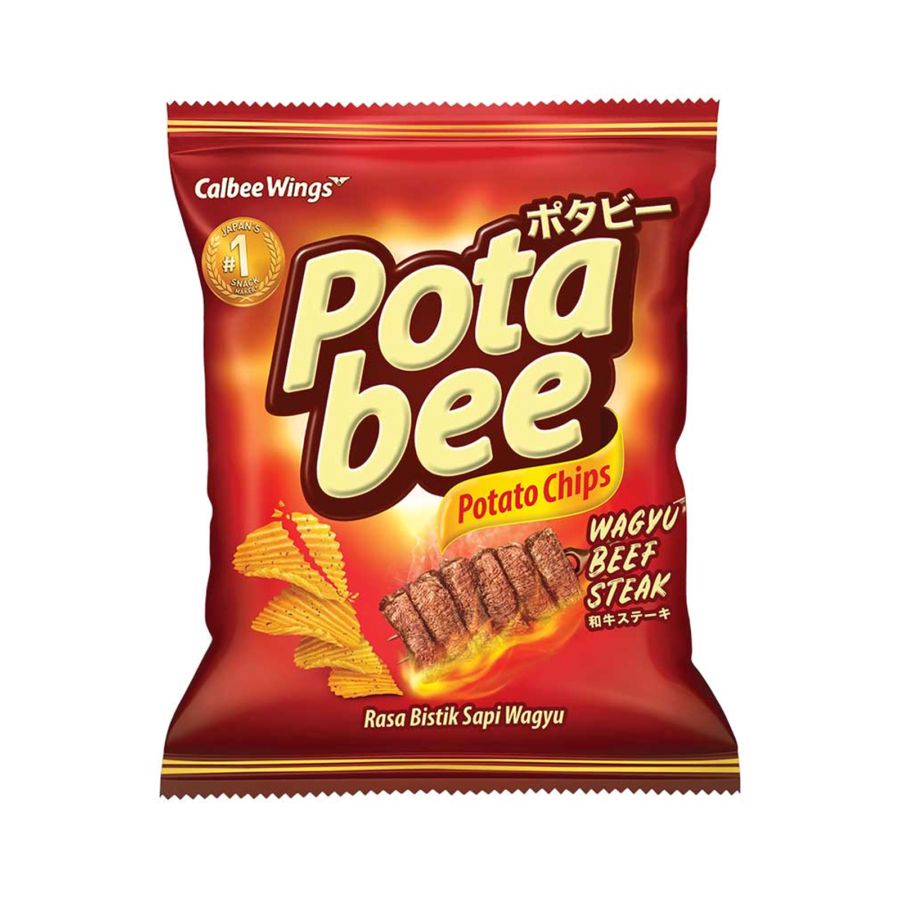 Potabee Potato Chips Wagyu Beef Steak/Keripik Kentang 68gram