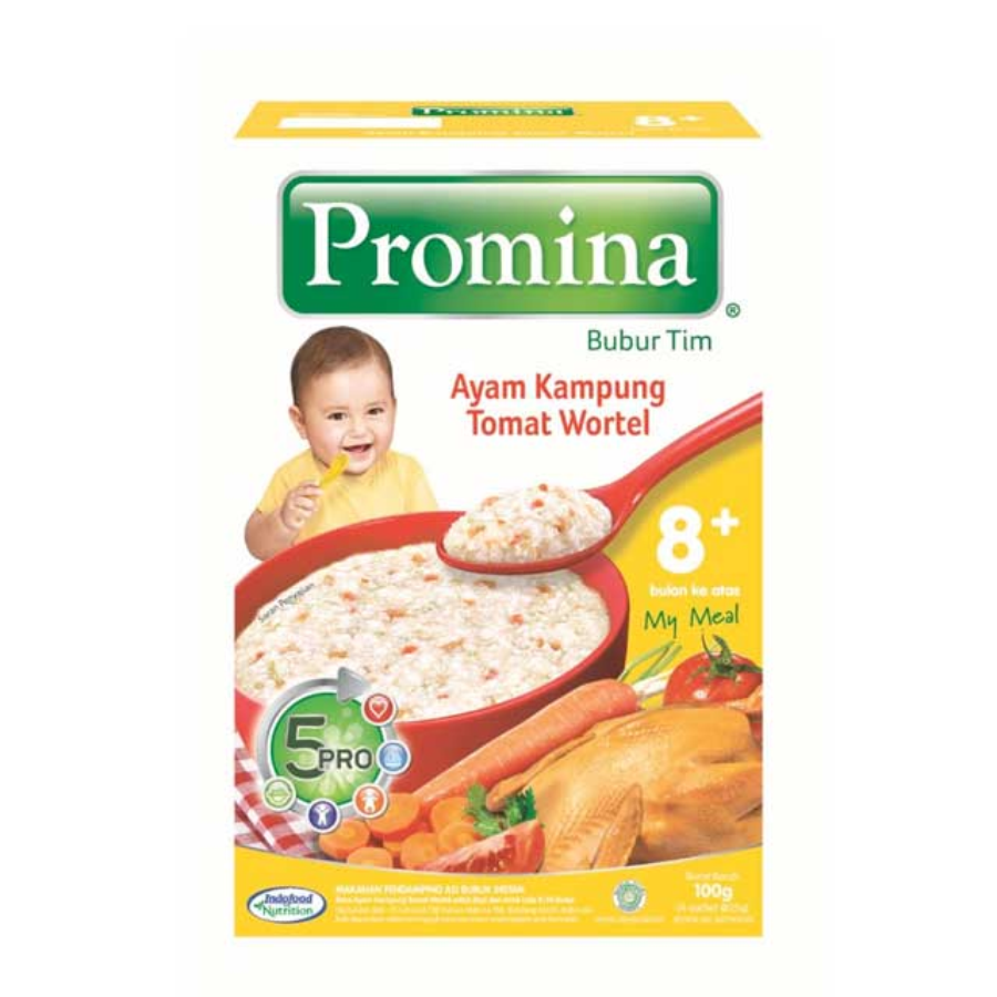 Promina Bubur Tim 8+ Ayam Kampung Tomat Wortel Box 100gr 100gram 100gram