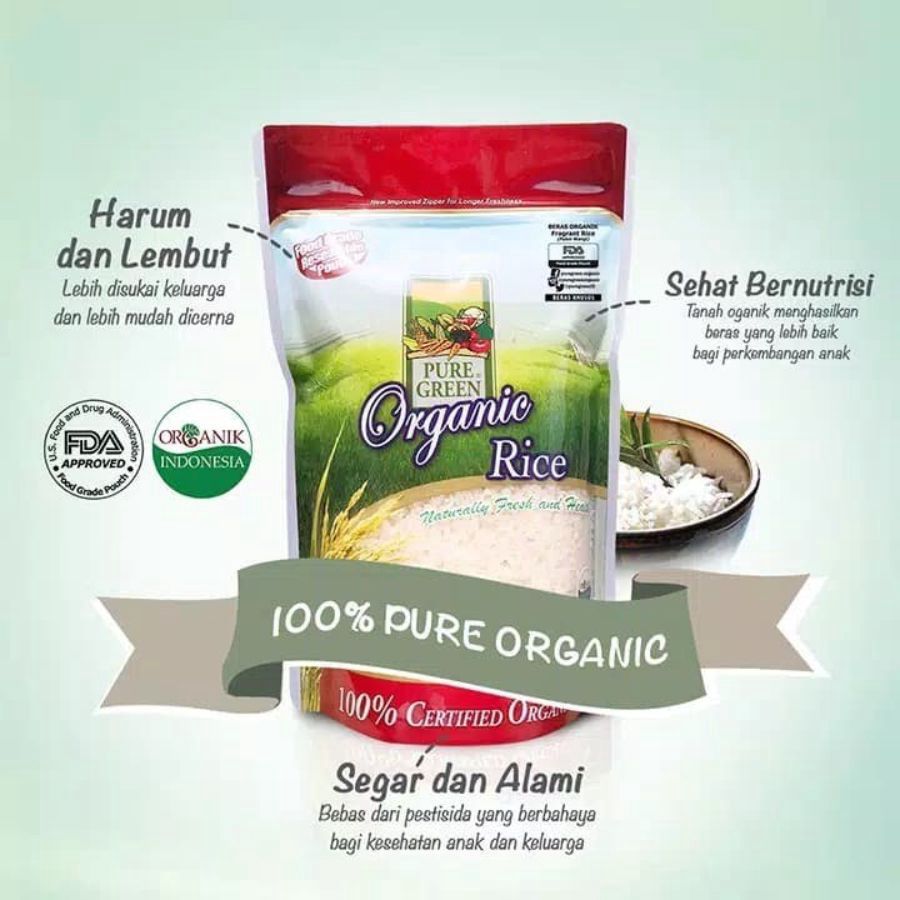 Puregreen Beras Pulen Wangi Organik 1kg