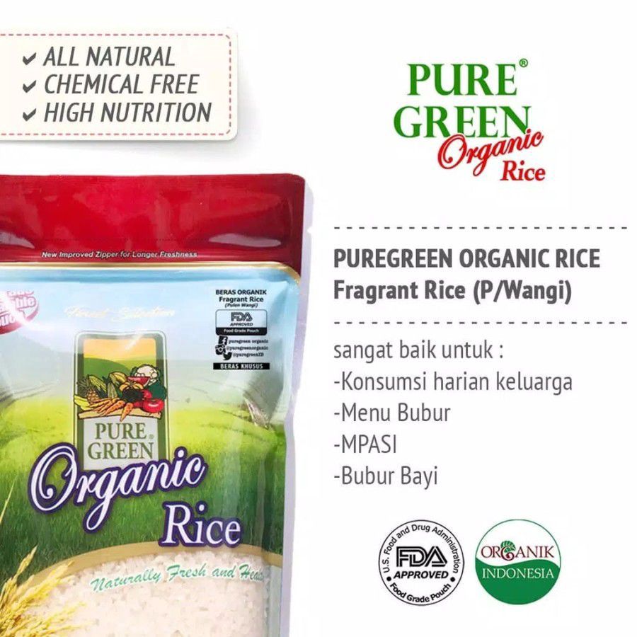 Puregreen Beras Pulen Wangi Organik 1kg