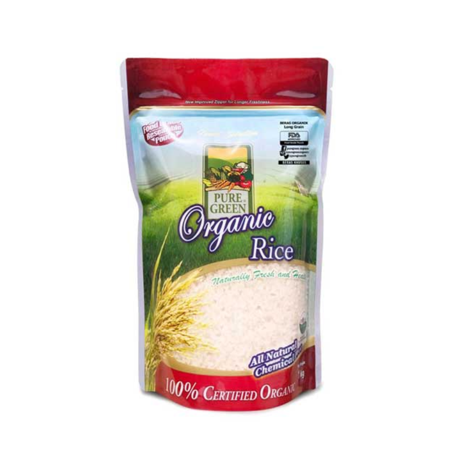 Puregreen Organic Rice White Longgrain 1kg