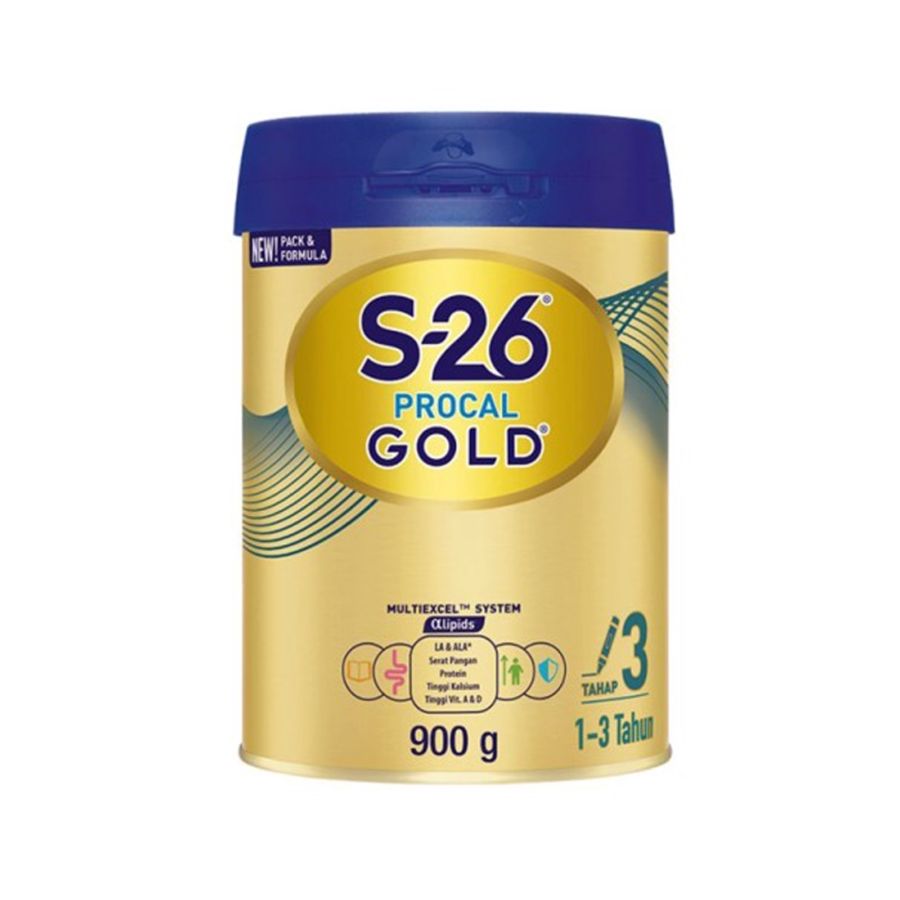 S-26 Procal Gold Tahap 3 Vanilla Susu Pertumbuhan Tahap 1-3 Tahun/Susu Formula 900gram