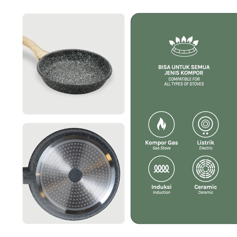 Debellin Grey Fry Pan 20 cm Penggorengan Granite Anti Lengket 1pcs