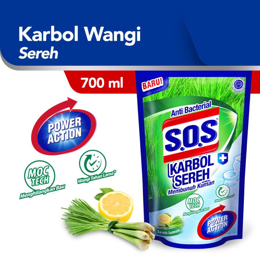 SOS Karbol Sereh Pembersih Lantai Pouch 700ml