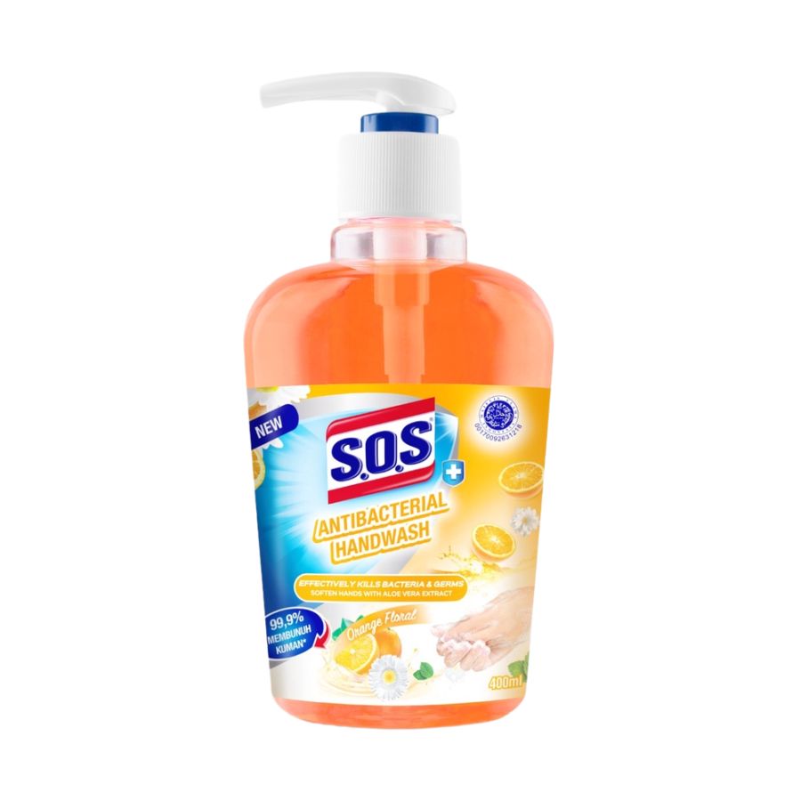 SOS Orange Hand Wash Pump/Sabun Cuci Tangan 400ml