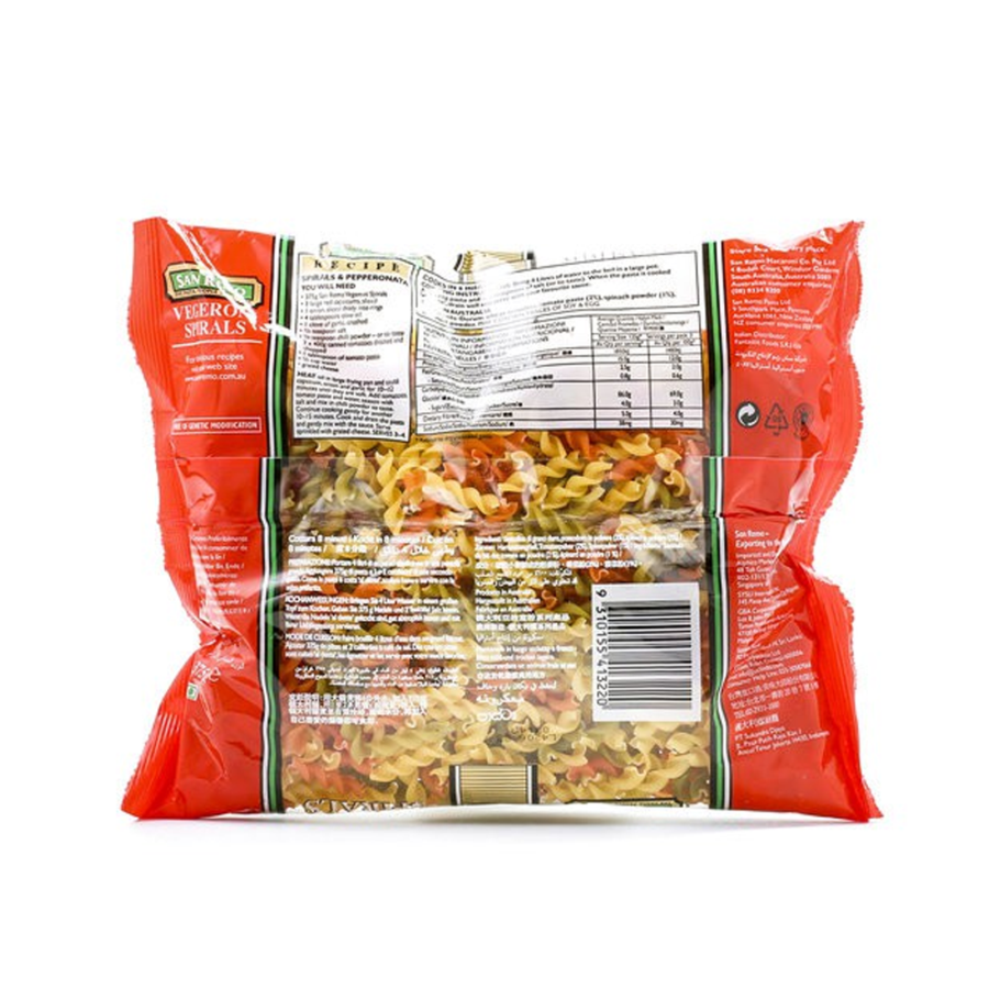 San Remo Vegeroni 3 Color Spriral Pasta 375gram