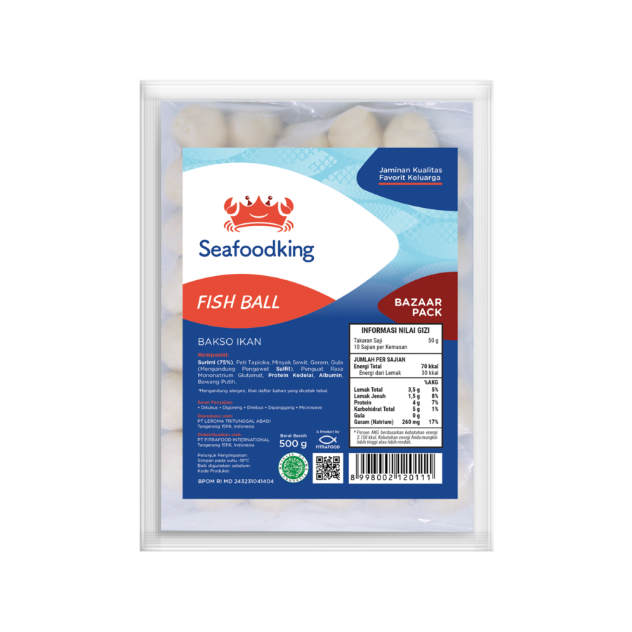 Seafoodking White Fish Ball Small Premium/Bakso Ikan 500gram