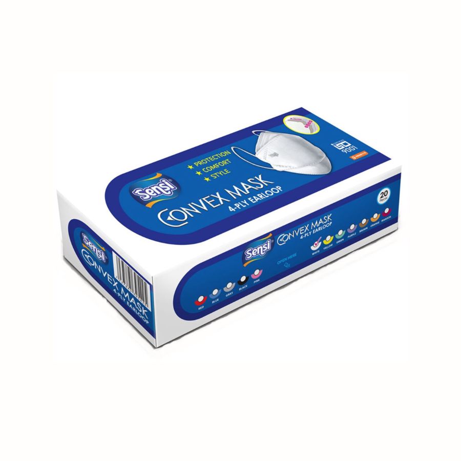 Sensi Masker Earloop Convex Mask 4 Ply Isi 20 + 10 Pcs 1pack