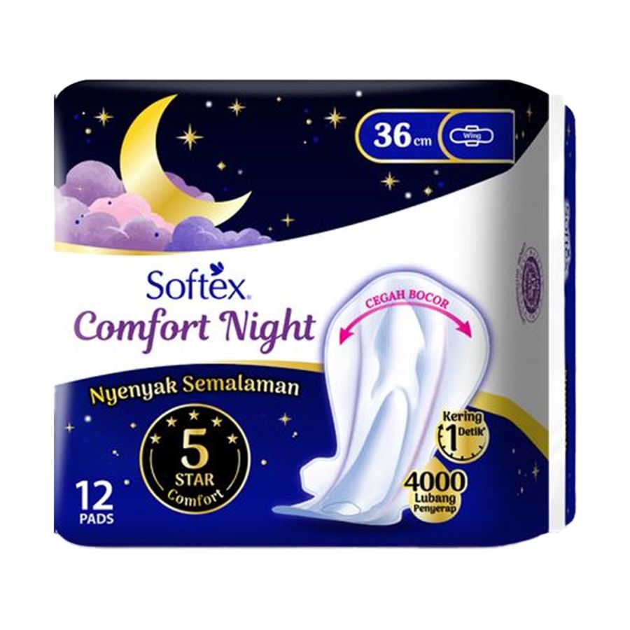 Softex Comfort Night 36cm 12s/Pembalut Wanita 1packs