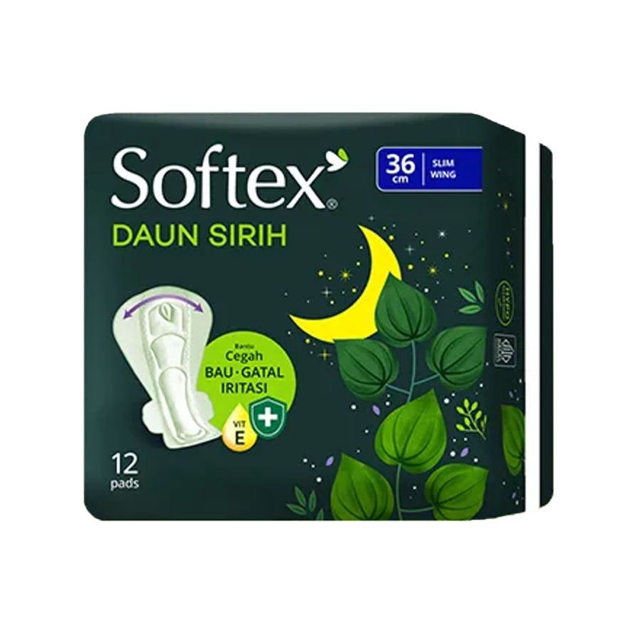 Softex Daun Sirih Wing With Antiseptic 36cm 12pcs/Pembalut Wanita 1packs