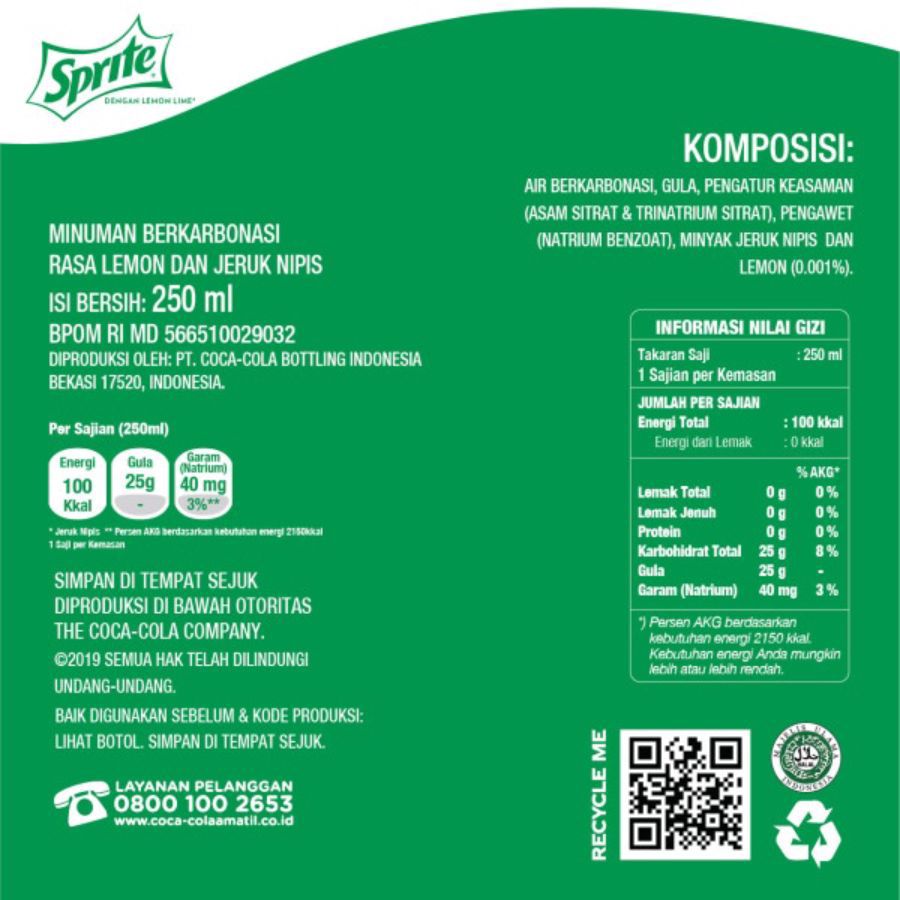 Sprite Minuman Soda Can 250ml