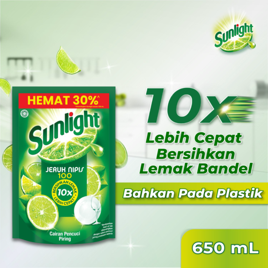 Sunlight Jeruk Nipis Sabun Cuci Piring - 650ml/Sabun Cuci Piring 650ml
