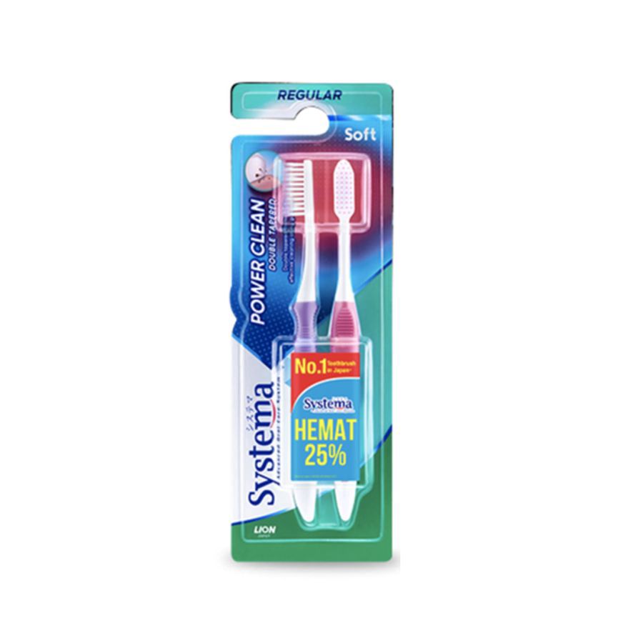 Systema Sikat Gigi Power Clean Regular Soft isi 2 1pack