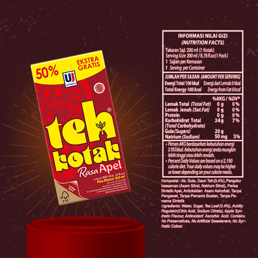 Ultrajaya Teh Kotak Rasa Apel 300ml