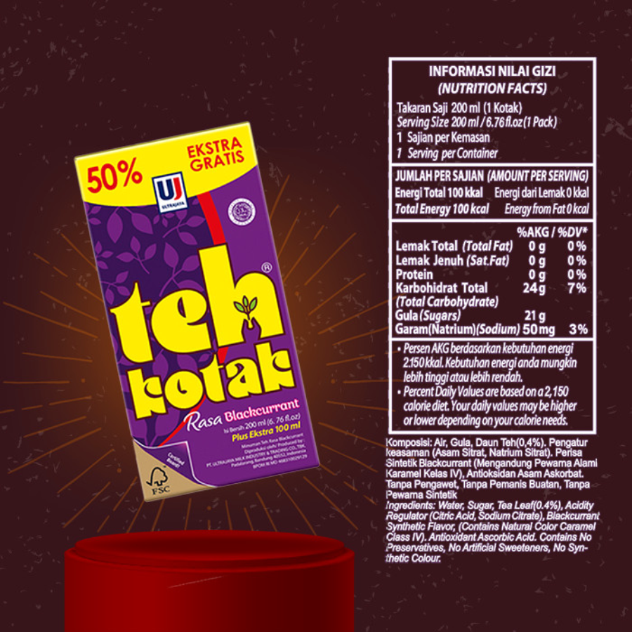 Ultrajaya Teh Kotak Rasa Blackcurrant 300ml