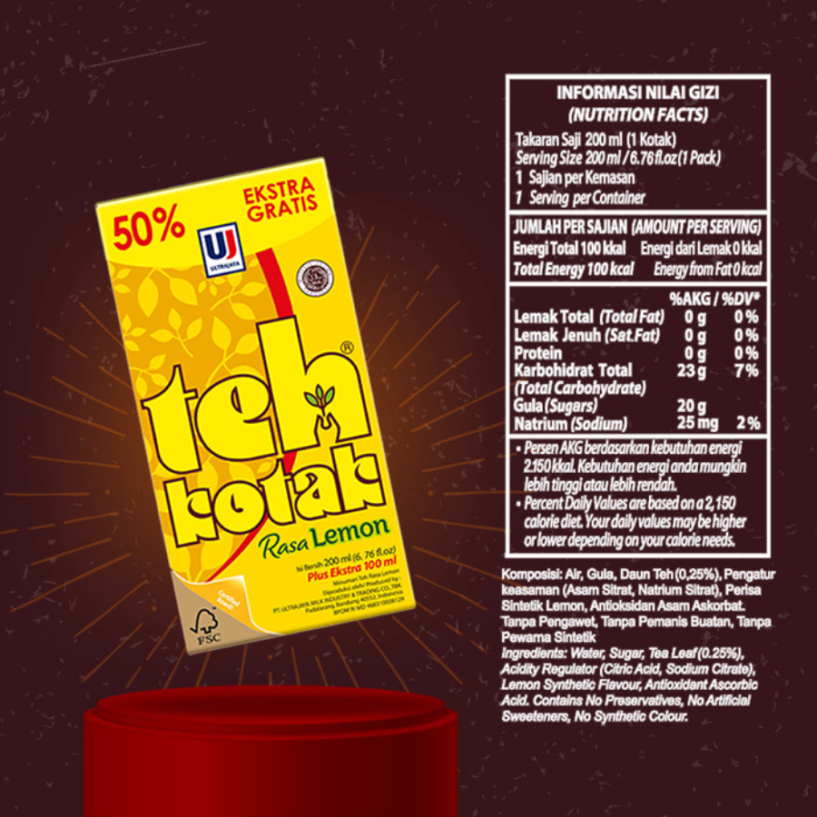 Ultrajaya Teh Kotak Rasa Lemon 300ml