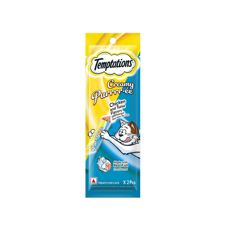Temptations Creamy Purrr-ee Chicken & Tuna Snack Kucing 2sticks