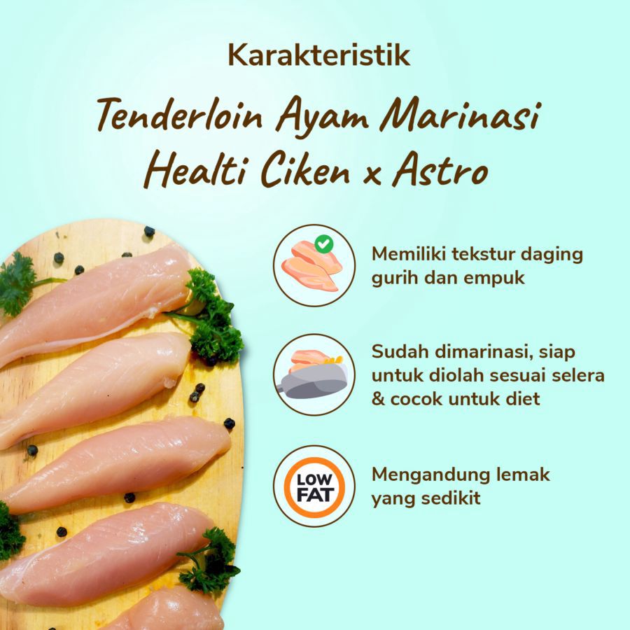 Tenderloin Ayam Marinasi 400-500gr Healti Ciken 1pcs