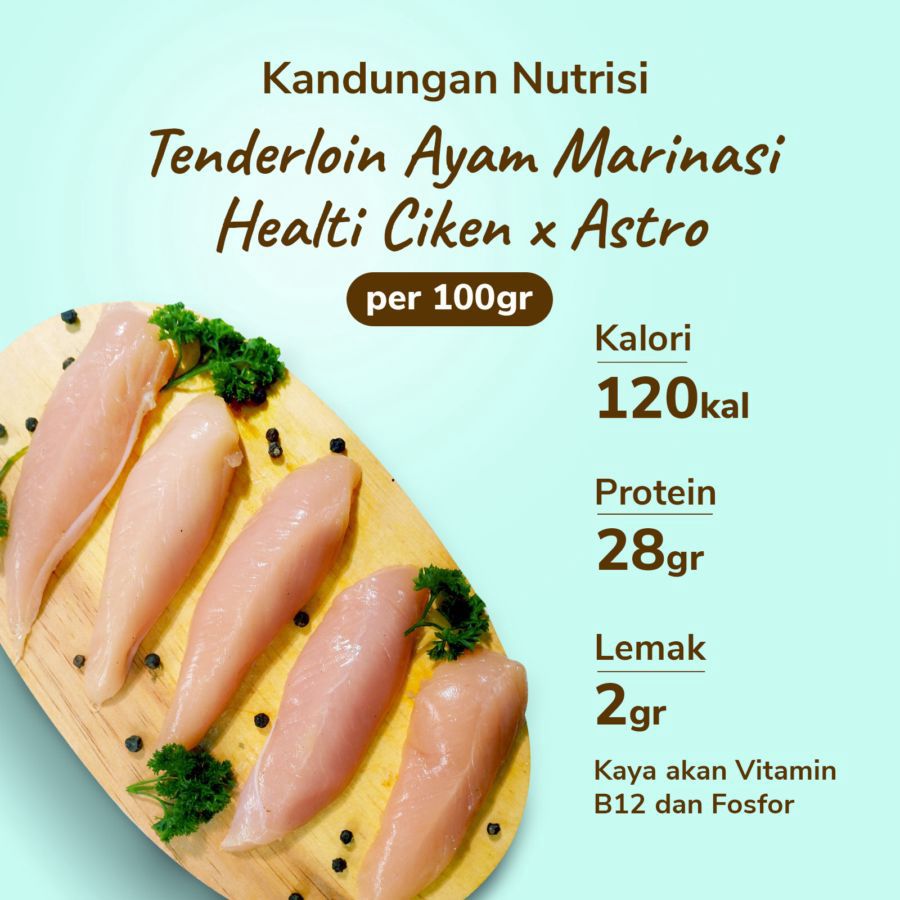 Tenderloin Ayam Marinasi 400-500gr Healti Ciken 1pcs