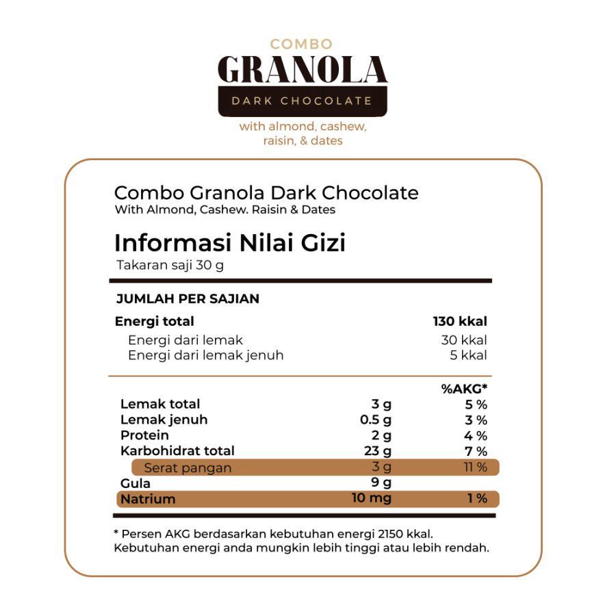 Timur Tengah Granola Gark Chocolate 125gram