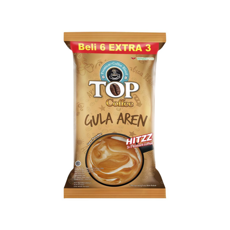 Top Coffee Gula Aren 3in1 Instant Coffee Bag 22gr x (6+3) sachet/Kopi Bubuk 198gram