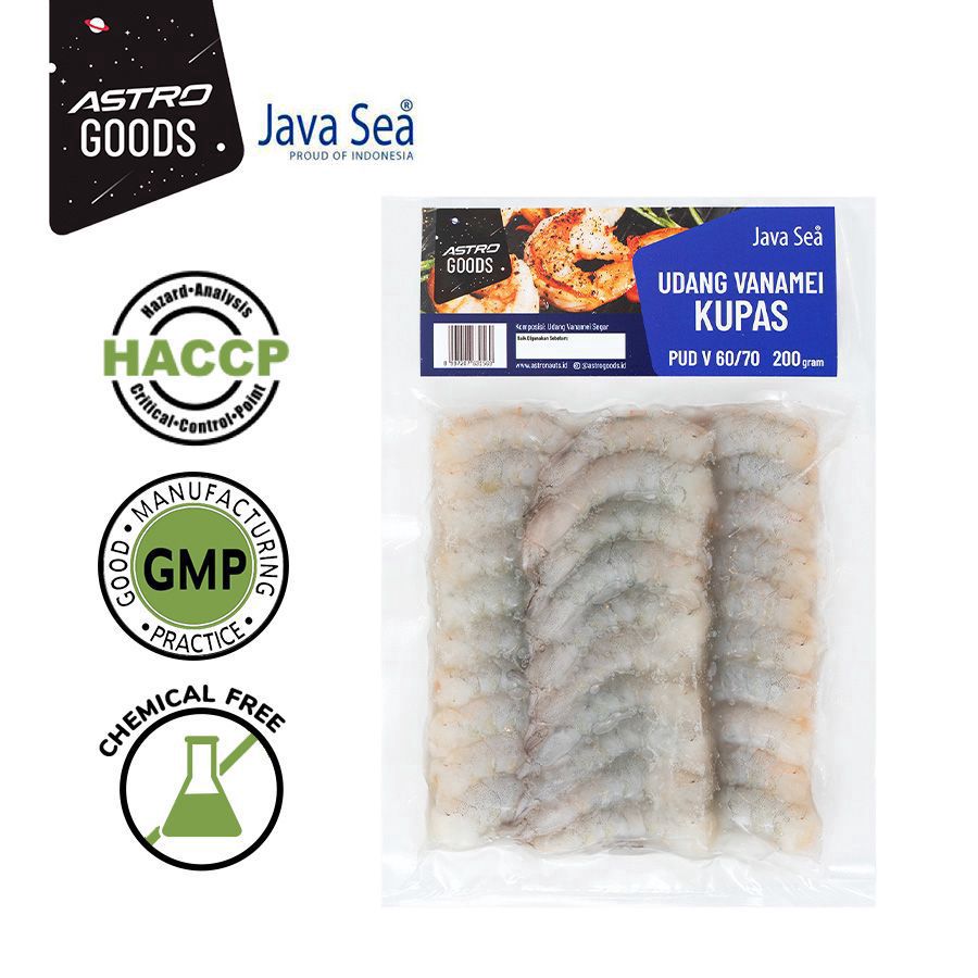 Udang Vanamei Kupas PUD V 60/70 pack Java Sea x Astro Goods 200gram