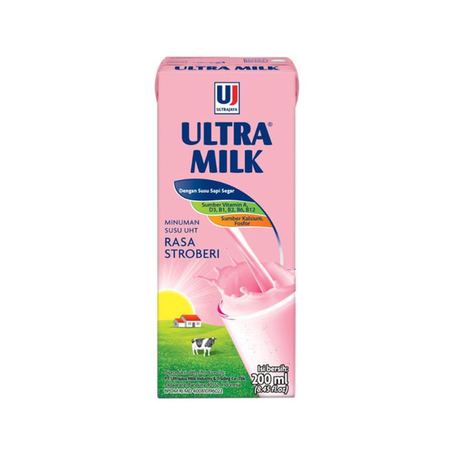 Ultra Milk UHT Strawberry/Susu UHT 200ml 200ml