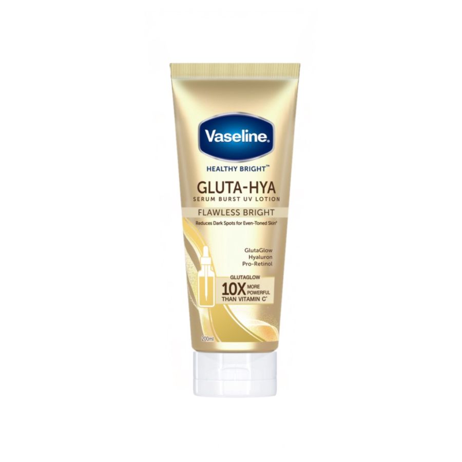 Vaseline Healthy Bright Gluta Hyaluron Niacinamide Serum UV Lotion Flawless Bright 200ml