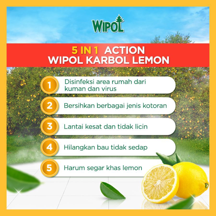 Wipol Karbol Lemon Pembersih Lantai Pouch 750ml