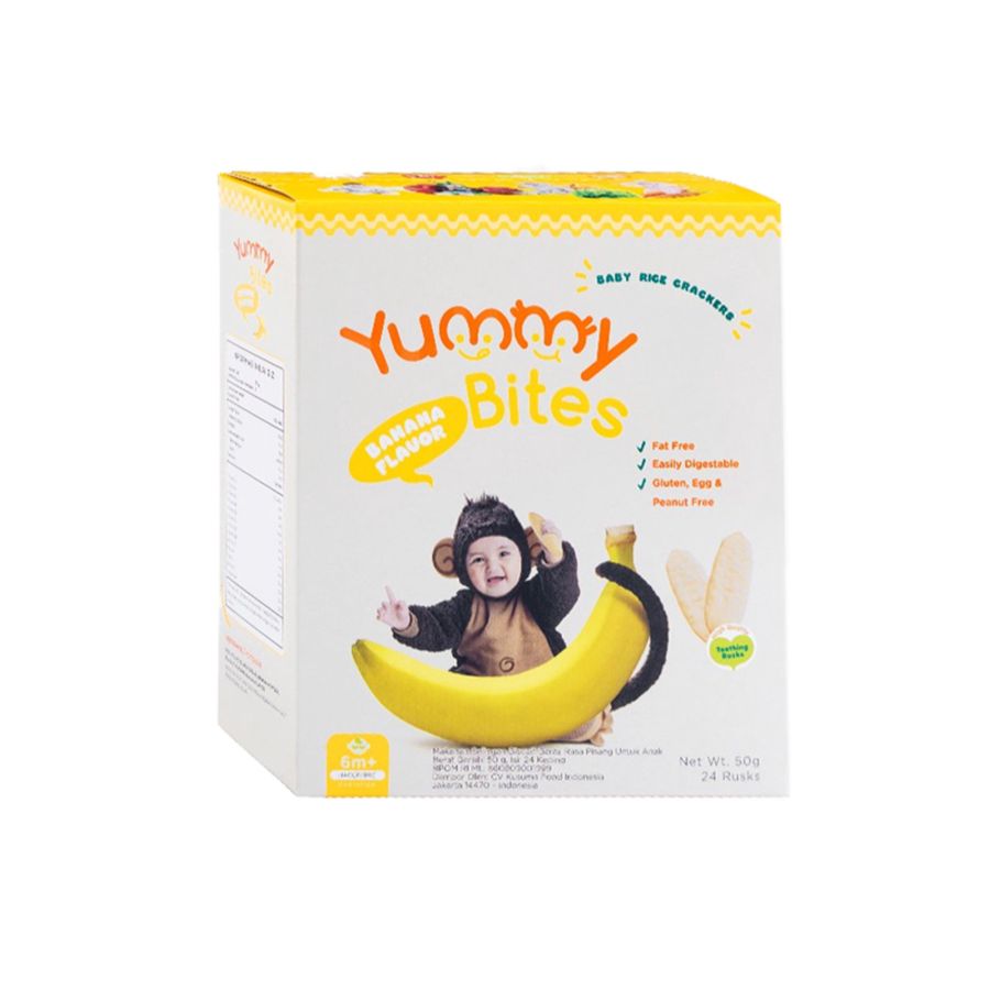 Yummy Bites Baby Rice Cracker Banana/Snack Bayi 50gram