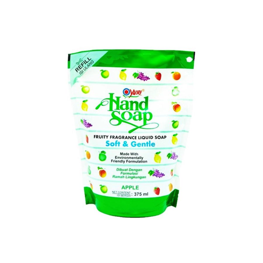 Yuri Hand Soap Apple Refill Pouch/Sabun Cuci Tangan 375ml