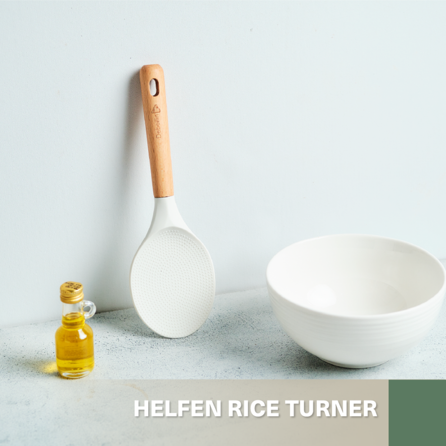 Debellin Spatulla Helfen Rice Turner Wooden Silicon Food Grade Peralatan Masak