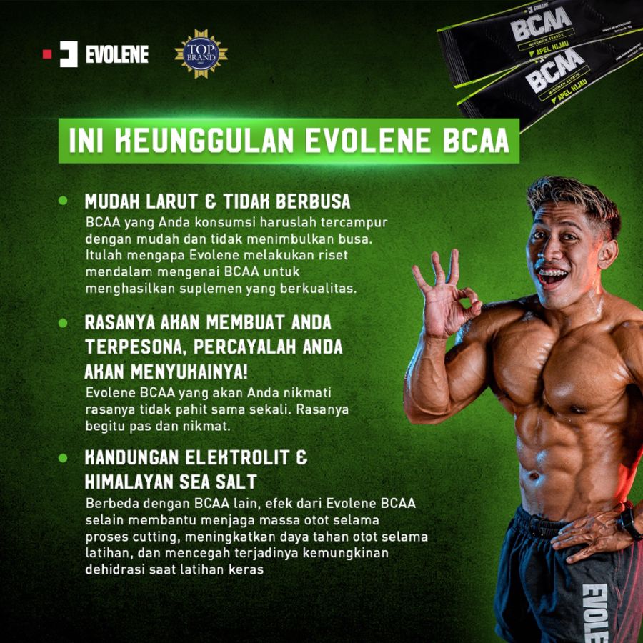 Evolene BCAA Green Apple Suplemen Workout 25 S