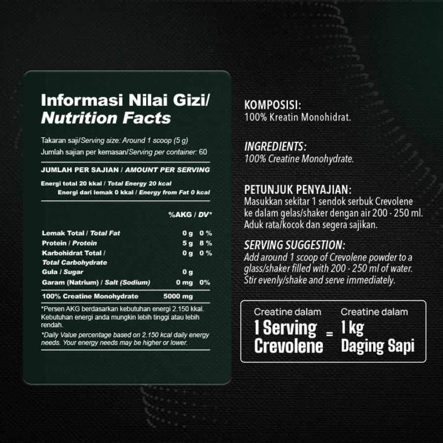 Evolene Crevolene Monohydrate Unflavored Creatine 30 S 1pcs