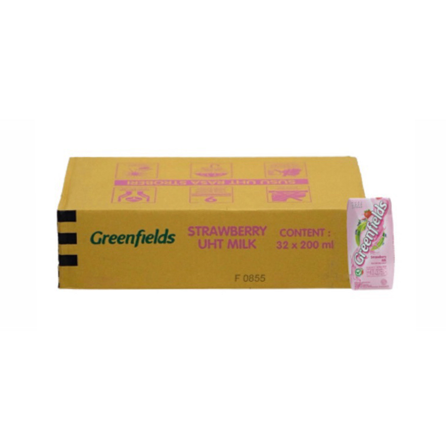 Greenfields Susu UHT Strawberry Milk 200ml 1 Dus  32pcs