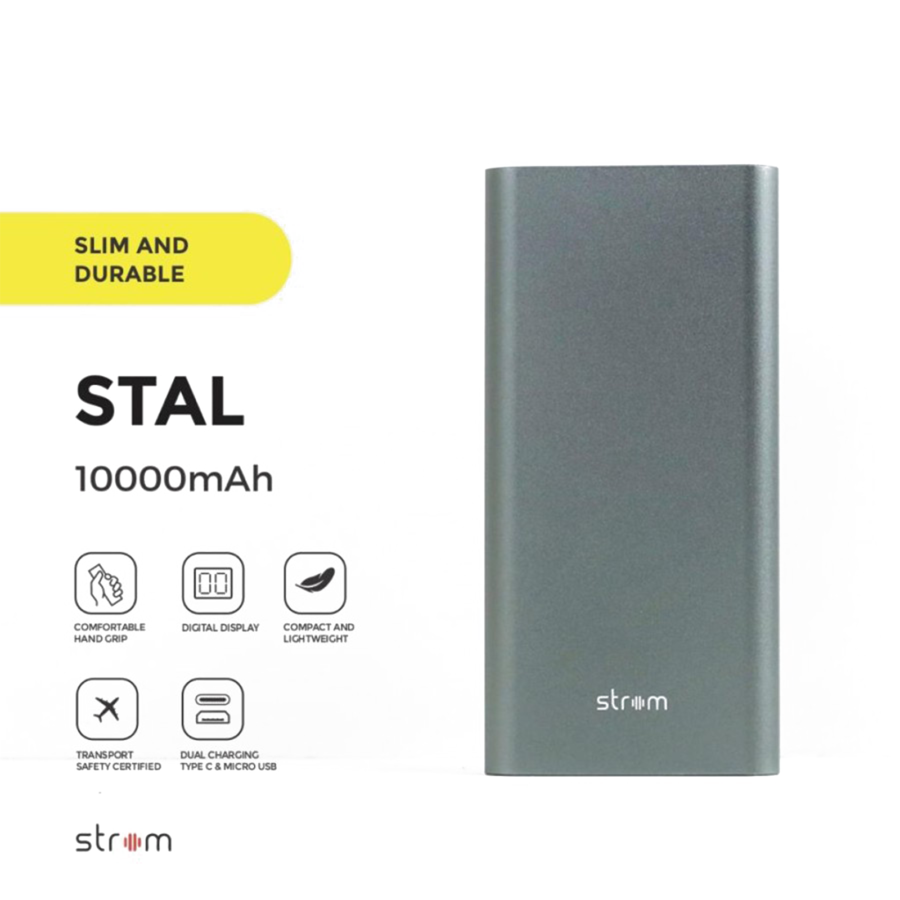Strom Stal Durable Power Bank 10000Mah Dual Charging Real Capacity 1pcs