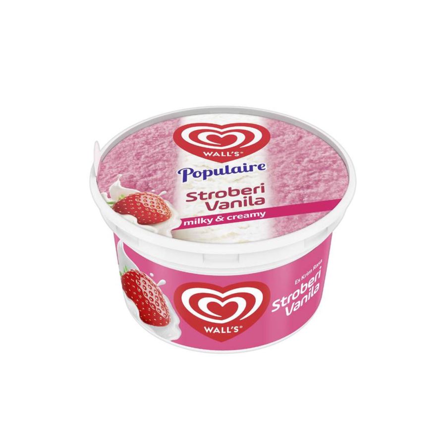 Walls Populaire Strawberry Ice Cream - Es Krim Walls 90ml