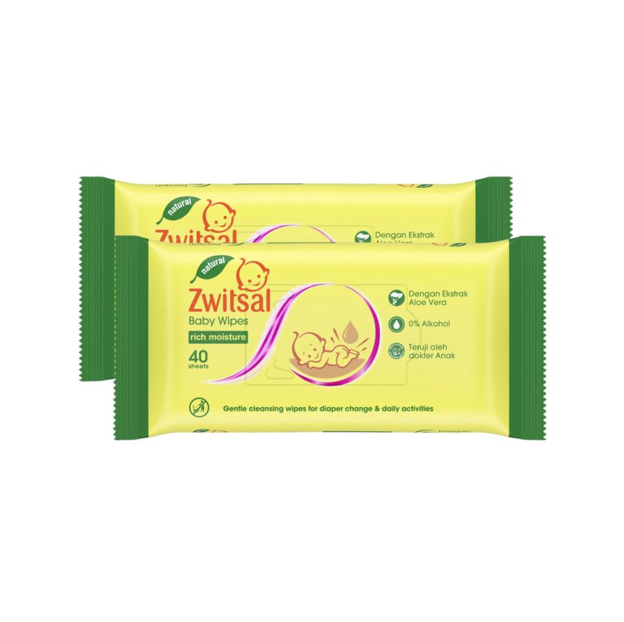 Zwitsal Baby Wipes Tissue Basah Rich Moisture  2pcs