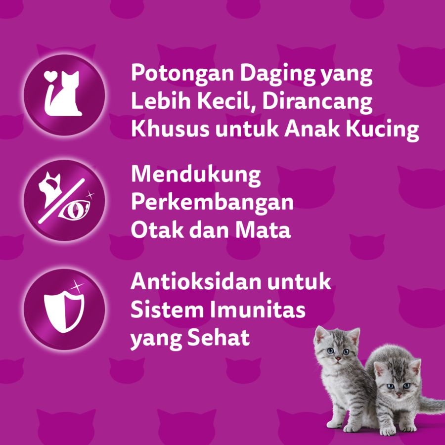 Whiskas Tasty Mix Tuna Salmon Junior Makanan Kucing Basah Pouch 70gram